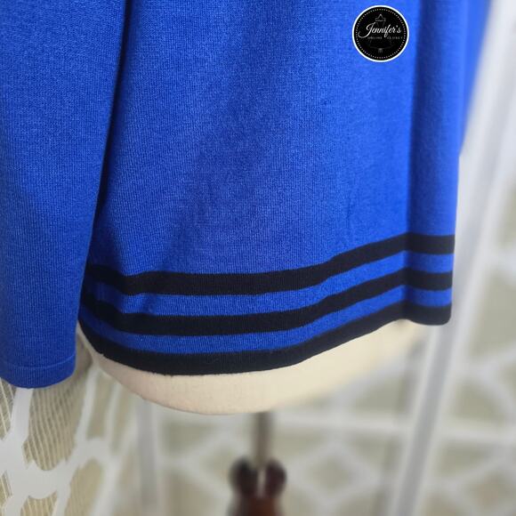 Cyrus Petite Blue & Black 3/4 Sleeve Open Cardigan Size PL - Picture 6 of 9